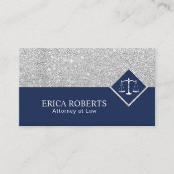 lawyer modern navy blue & silver attorney at law business card