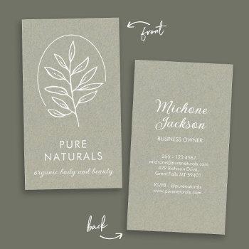 leaf logo modern botanical simple natural green business card