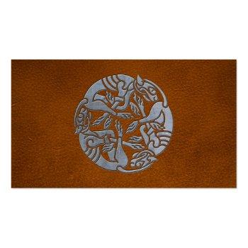 Small Leather Iron Celtic Dog Business Card Front View