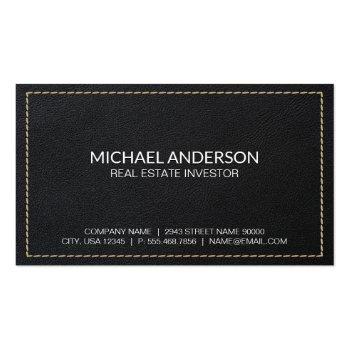 Small Leather Stitched | Real Estate Business Card Back View