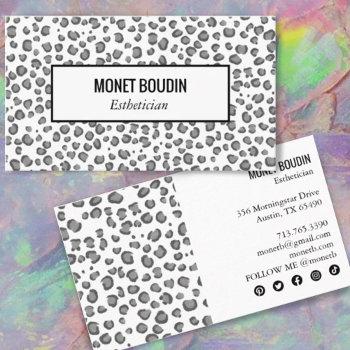 leopard modern animal print social media icons business card