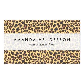Small Leopard Print Animal Skin Pattern Business Card Front View