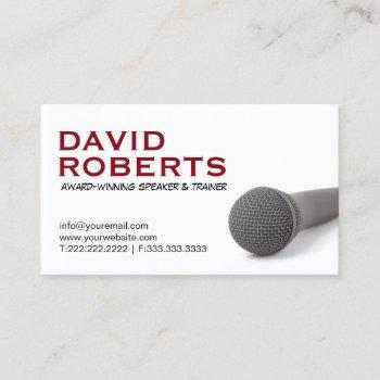 life coach public speaker bold text & microphone business card