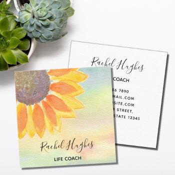 Small Life Coach Sunflower Colorful Business Card Front View