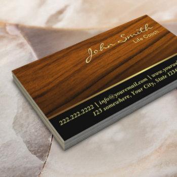 Small Life Coach Therapy Counseling Elegant Wood Business Card Front View
