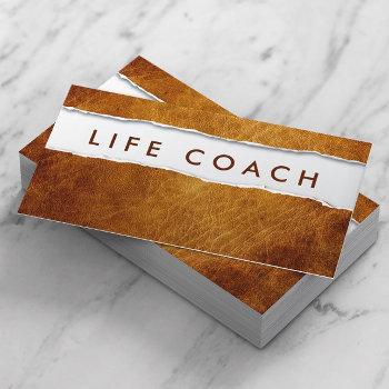 life coach vintage leather professional business card