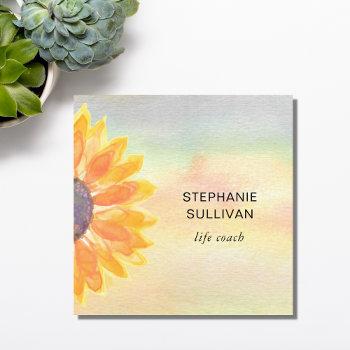 life coach watercolor square business card