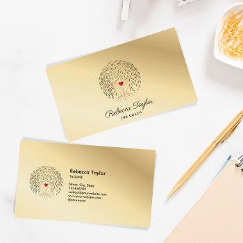 life coach willow tree of life heart hands business card