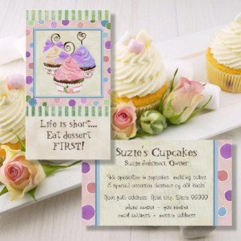 Small Life Is Short Cupcakes - Business Cards Front View