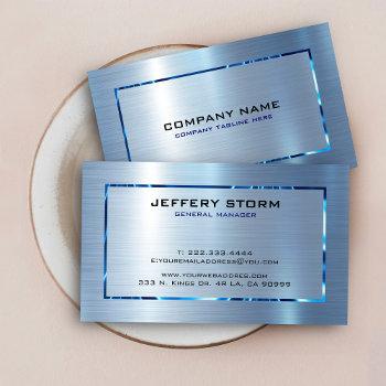 light blue metallic texture stainless steel look  business card