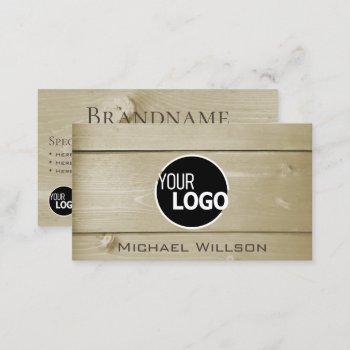 light brown wooden boards wood grain look add logo business card