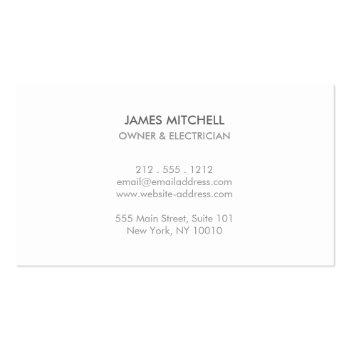 Small Light Bulb Monogram Logo For Electricans Business Card Back View