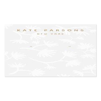 Small Light Gray Floral Earring Jewelry Display Business Card Front View