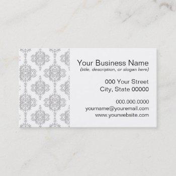 light grey and white vintage damask business card