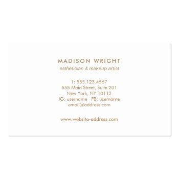 Small Light Pink , Rose Gold Border Skin Care Spa Business Card Back View