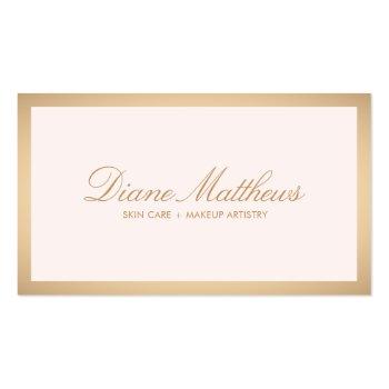 Small Light Pink , Rose Gold Border Skin Care Spa Business Card Front View