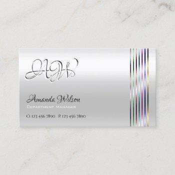 light silver shimmer effect with monogram quality  business card