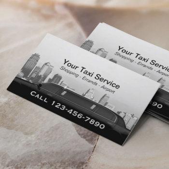 limo & taxi driver modern city professional car business card