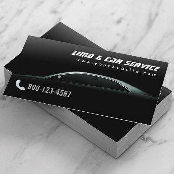 limo & taxi service elegant dark limousine business card