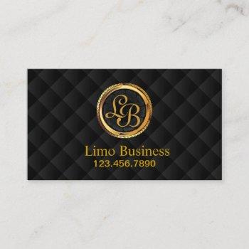 limousine limo driver monogram gold initials business card