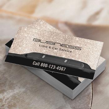 limousine luxury limo & car service gold glitter business card