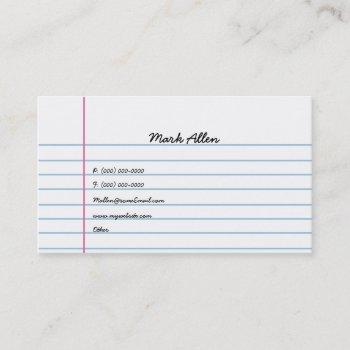 lined paper business card