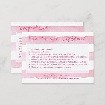 lip product distributor application instructions business card