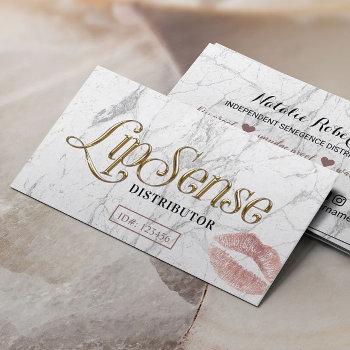 lipsense distributor rose gold lips white marble business card