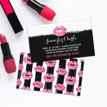 lipstick distributor pink lips kiss plain back business card