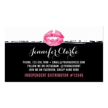 Small Lipstick Distributor Pink Lips Kiss Plain Back Business Card Front View