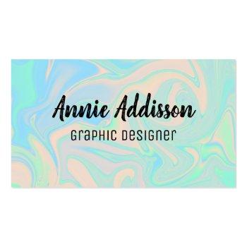 Small Liquid Faux Holographic Iridescent Texture Business Card Magnet Front View