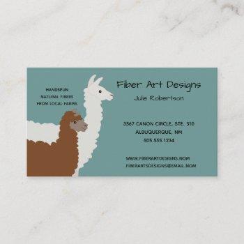 llama and alpaca yarn two sided business card