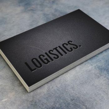 Small Logistics Minimalist Black Bold Text Business Card Front View