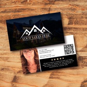 logo headshot qr code review real estate agent  business card