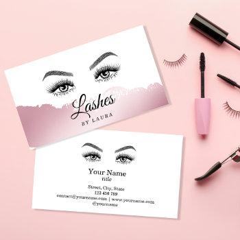 long beautiful lashes eyes and brows hand drawn business card