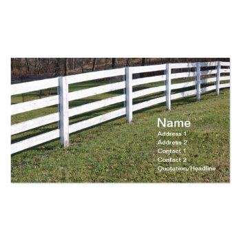 Small Long White Wooden Post And Rail Fence Business Card Front View