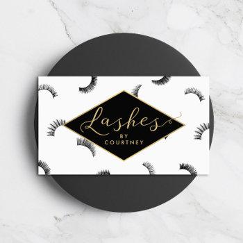 lots of lashes pattern lash salon white/black/gold business card