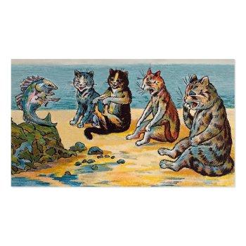 Small Louis Wain Fish Stories - Funny Cat Business Card Front View
