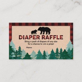 lumberjack baby shower diaper raffle business card