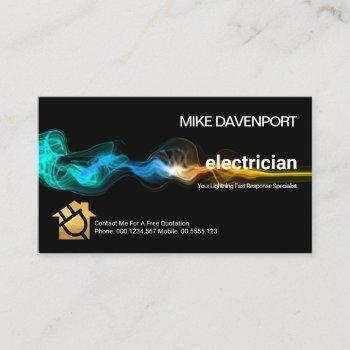 luminescent electric lightning strike electrician business card