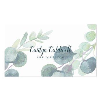 Small Lush Greenery And Eucalyptus Art Business Card Front View