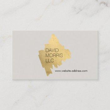 luxe abstract gold brushstroke logo on tan business card