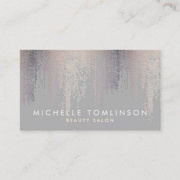 luxe blush confetti rain pattern gray business card