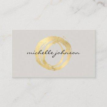 luxe faux gold painted circle designer logo on tan business card