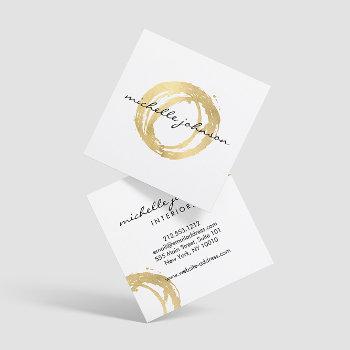 luxe faux gold painted circle designer logo square business card