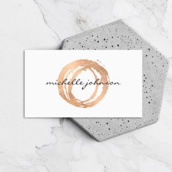 luxe faux rose gold painted circle designer logo business card