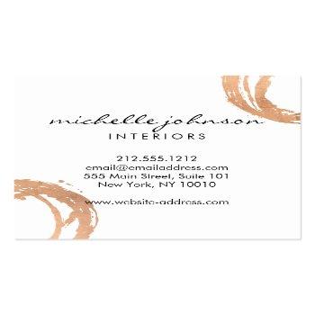 Small Luxe Faux Rose Gold Painted Circle Designer Logo Square Business Card Back View