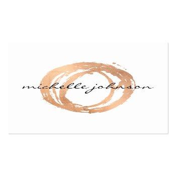 Small Luxe Faux Rose Gold Painted Circle Designer Logo Square Business Card Front View