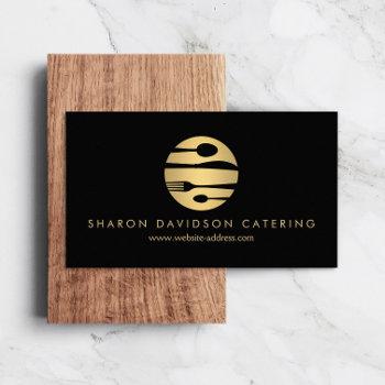 luxe gold catering logo restaurant, chef black business card