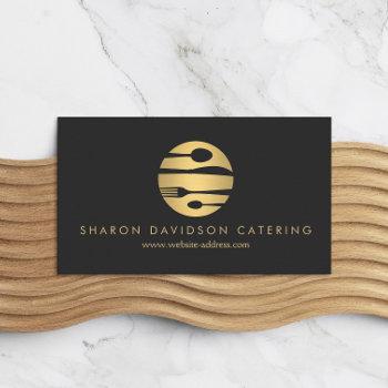 luxe gold catering logo restaurant, chef dark gray business card